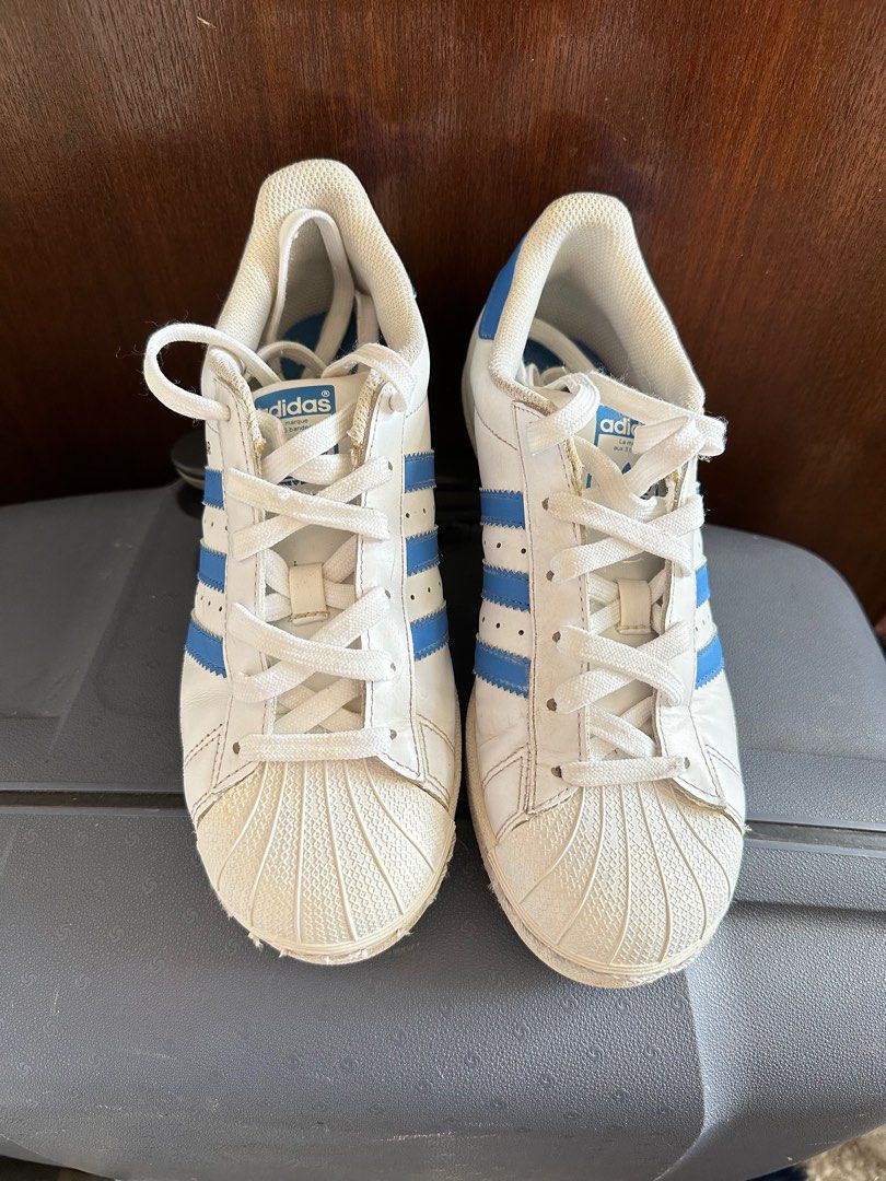 Adidas Originals classic shell toe 3 strips branding Superstar W S75929 White Blue Women s Athletic Sports Casual Shoes Trainers Sneakers EU size