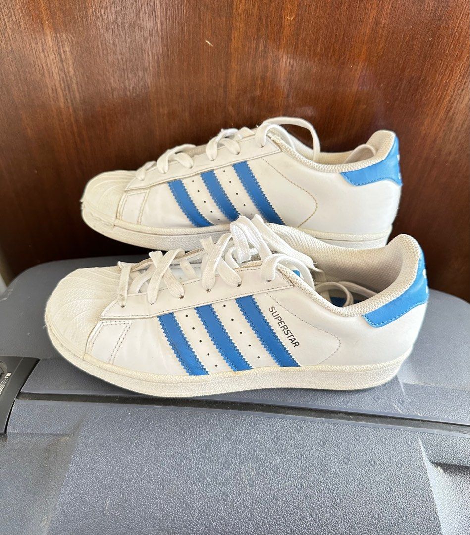 Adidas Originals classic shell toe 3 strips branding Superstar W S75929 White Blue Women s Athletic Sports Casual Shoes Trainers Sneakers EU size