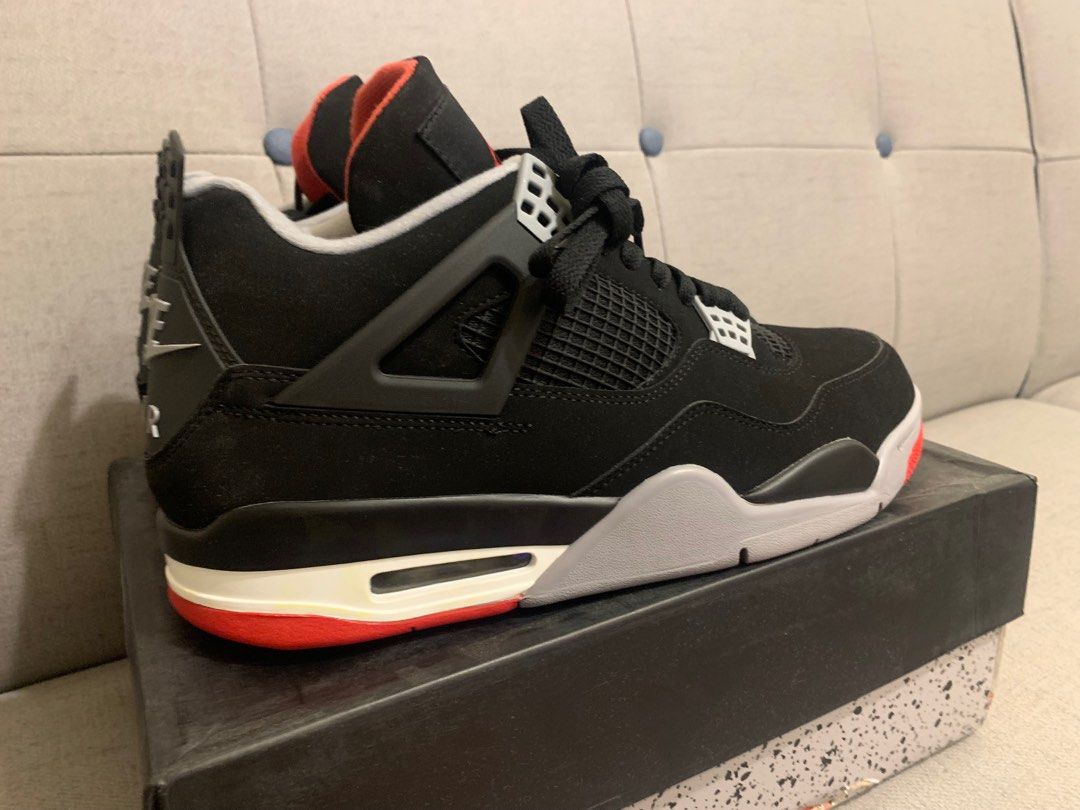 AIR JORDAN 4 RETRO Bred 黑紅AJ4 籃球鞋男鞋高筒鞋, 他的時尚, 鞋