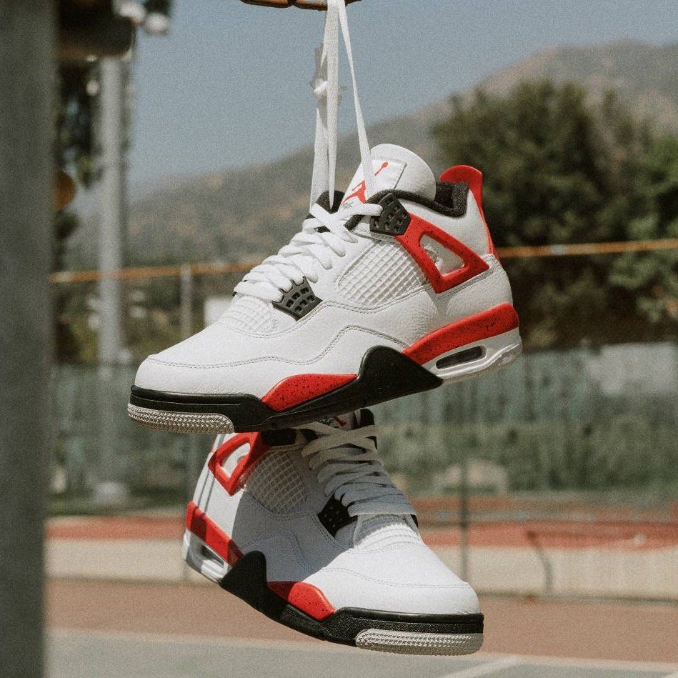 Air Jordan 4 Retro Red Cement Mens Lifestyle Shoes (White/Red) Free Shipping