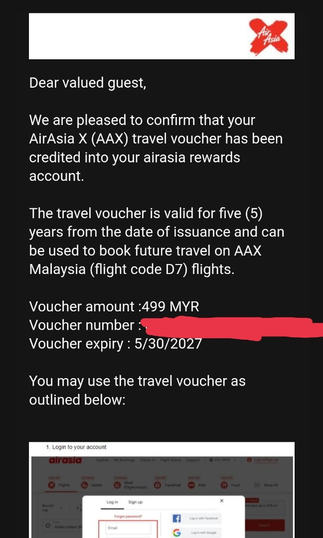 Airasia voucher code RM425, Tickets & Vouchers, Flights & Overseas