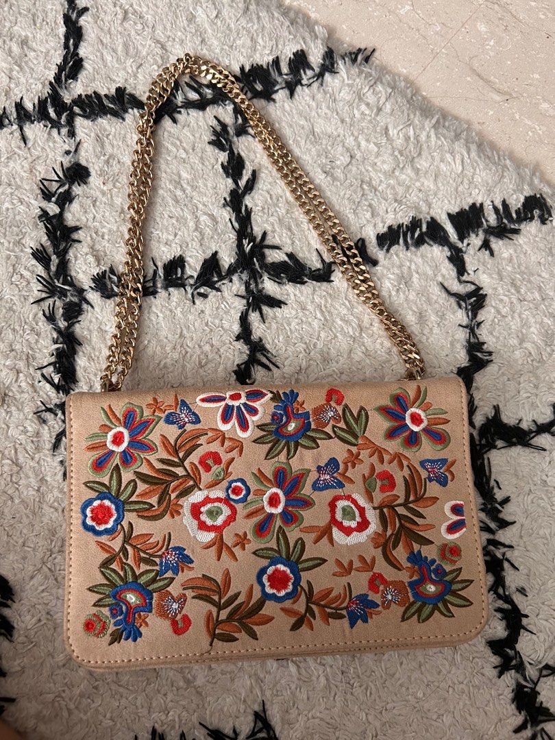 ALDO Embroidery Shoulder Bag Cream
