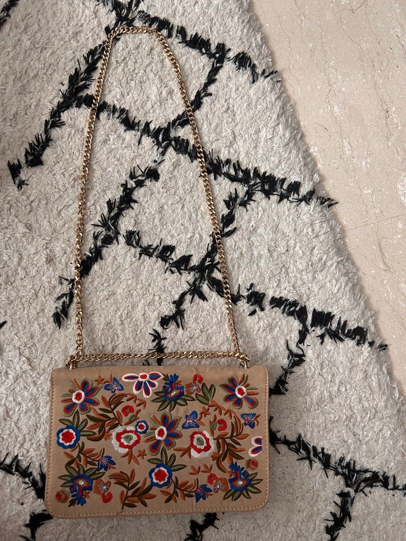 ALDO Embroidery Shoulder Bag Cream