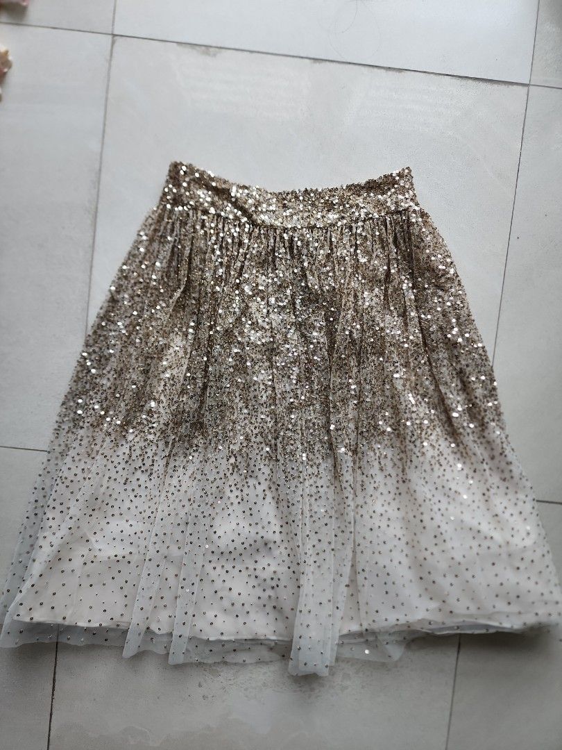 Alice and olivia clearance gold sequin skirt