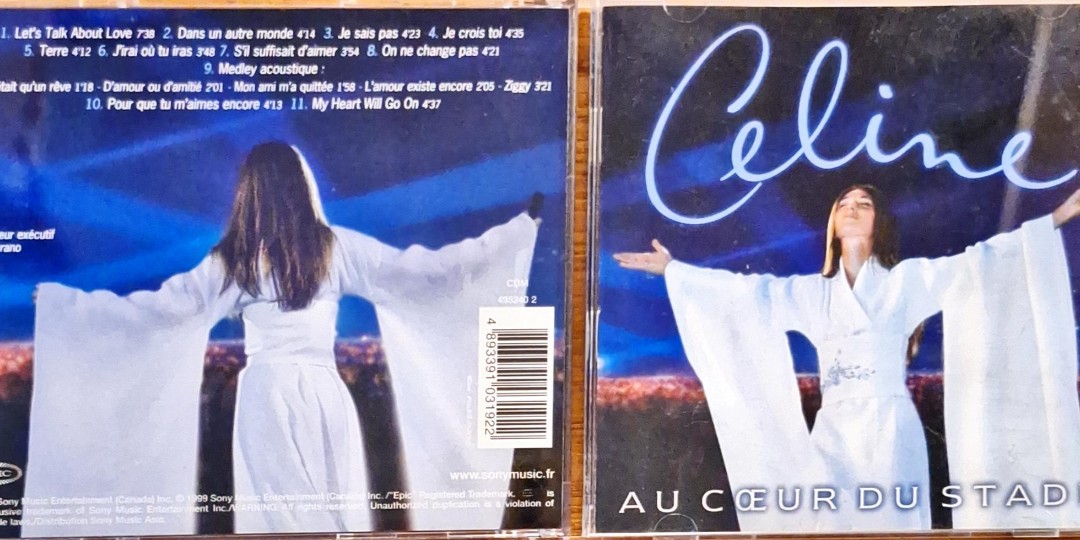 Au Coeur Du Stade Celine Dion 席琳狄翁：1999年演唱會精選CD一隻（附