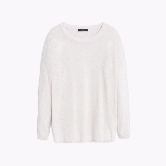 White scoop neck sweater sales