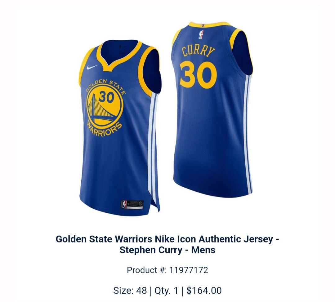 Golden State Warriors Nike Icon Authentic Jersey - Stephen Curry - Mens