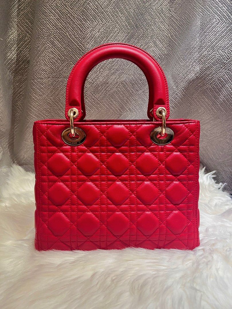 Lady dior bag in red lambskin outlet