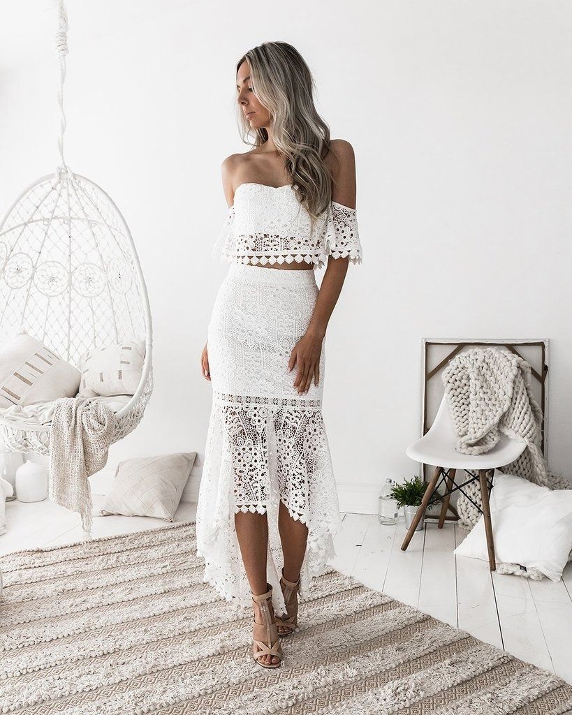 White lace sales two piece
