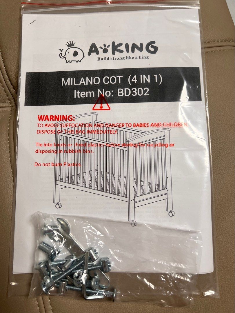 Free Del Baby Dream Manilo 4 in 1 Convertible Cot with bumpers