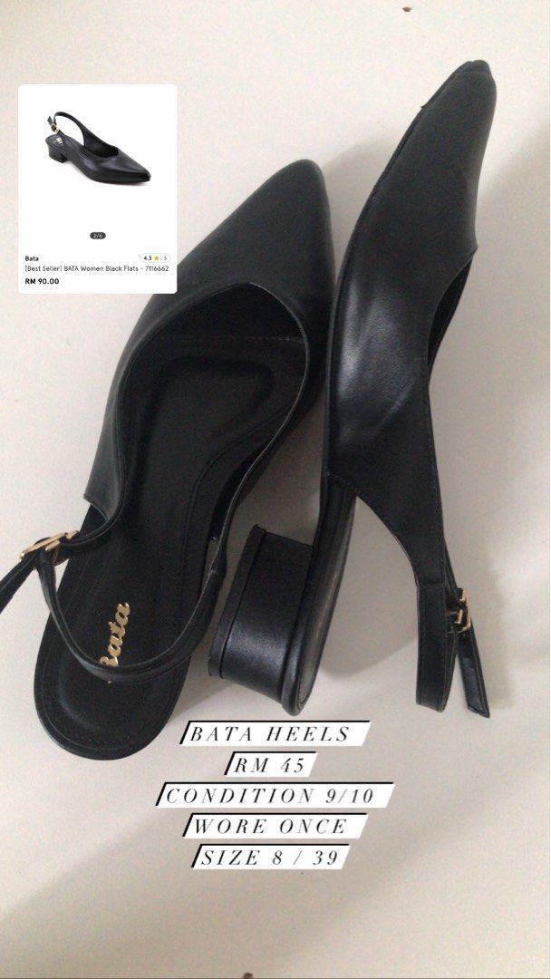 Bata black cheap heels