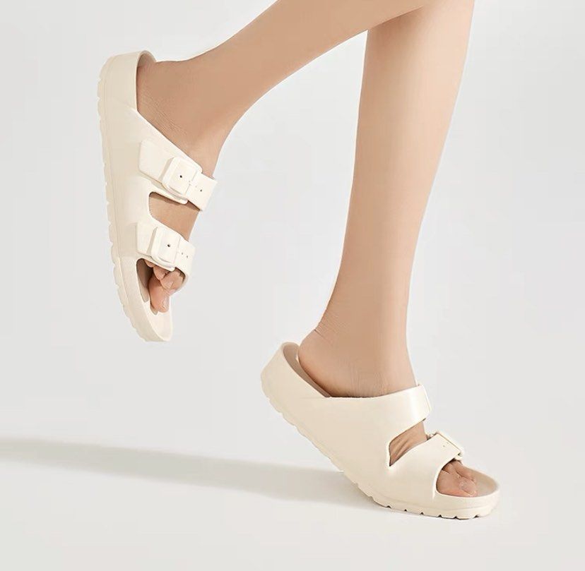 Birkenstock look alike slides slipper cream color