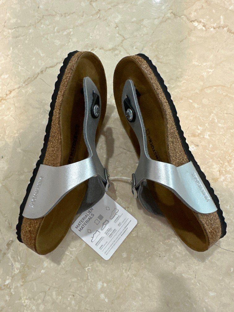 birkenstock metallic silver gizeh