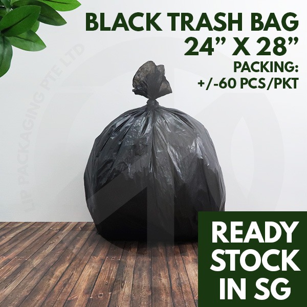 Black Trash Bags 24"x28" / Garbage Bags / Rubbish Bags / Bin Liners