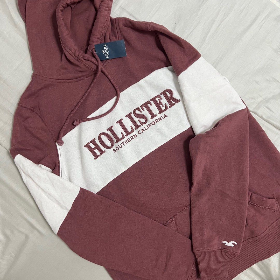 Hollister red and white hoodie on sale