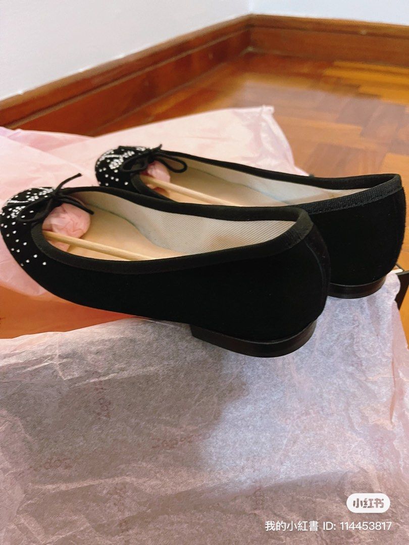 BN Repetto Swarovski Black Flats Luxury Sneakers Footwear on