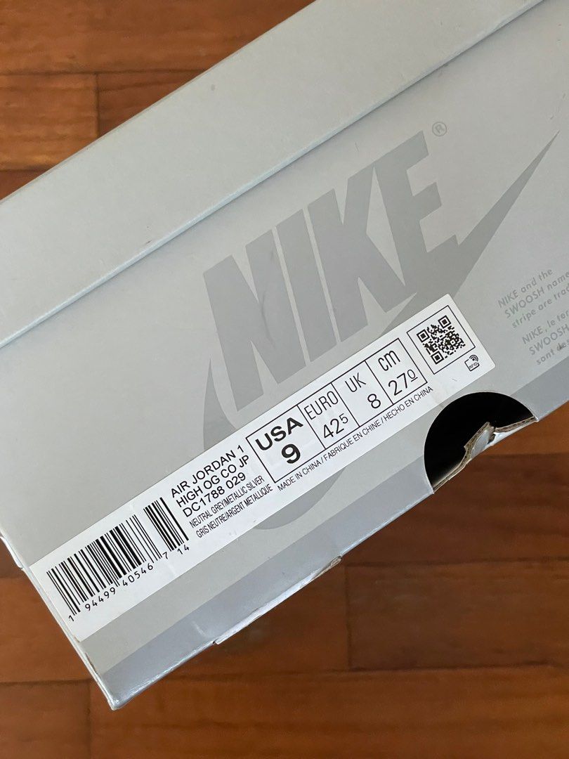 BNDS Nike Air Jordan 1 OG COJP Neutral Grey Men s Fashion