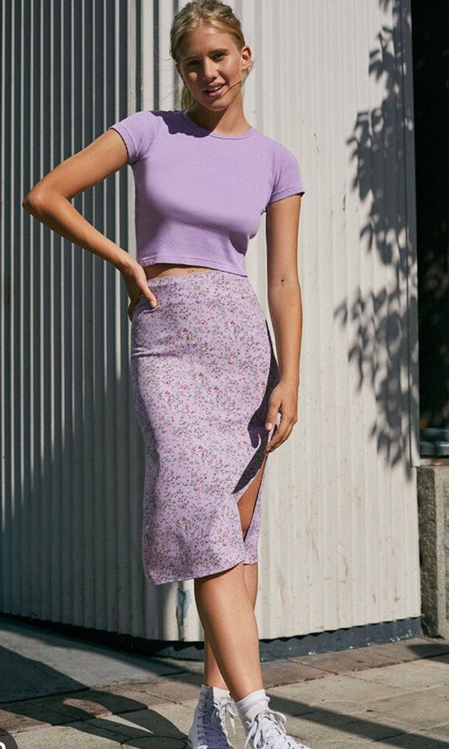 Brandy melville pink midi skirt online