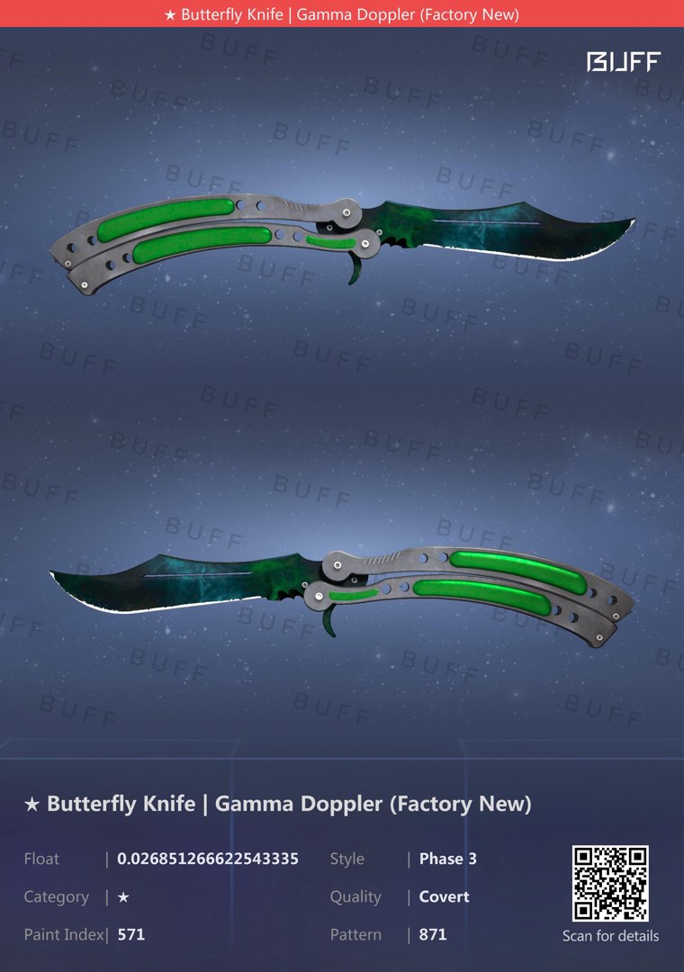 Butterfly Knife Gamma Doppler P3 FN CSGO, Video Gaming, Gaming