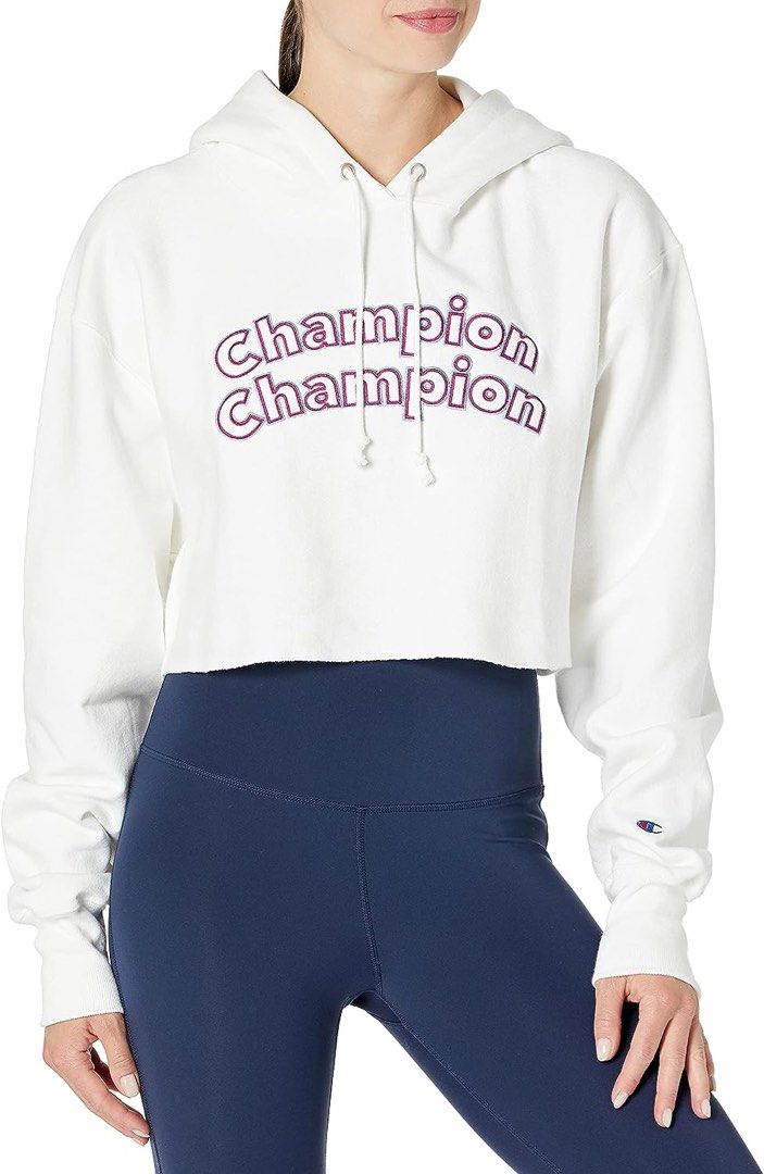 Champion women's reverse weave discount cropped cut off hood