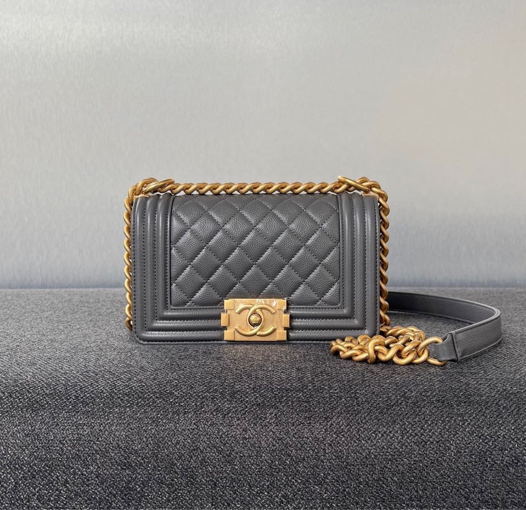 Chanel Le Boy Chanel Small Caviar 22A Dark Grey Mghw Luxury Bags Wallets on Carousell