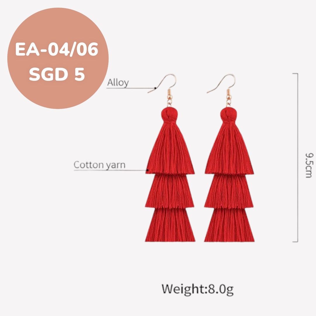 Red tiered tassel discount earrings