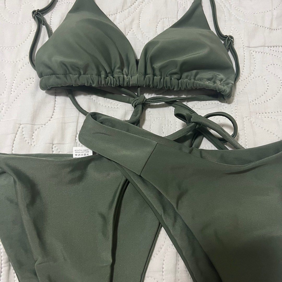 DARK GREEN BIKINI SET on Carousell