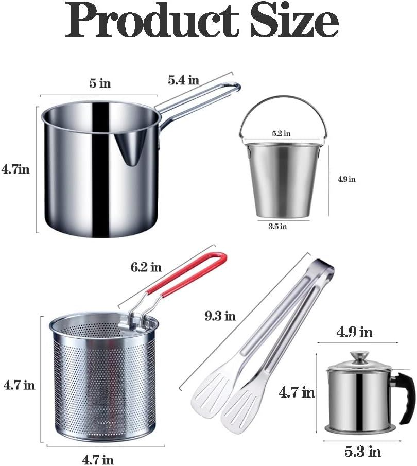 18/8 Sus304 Stainless Steel Deep Fry Pan & Mini Fryer With Filter