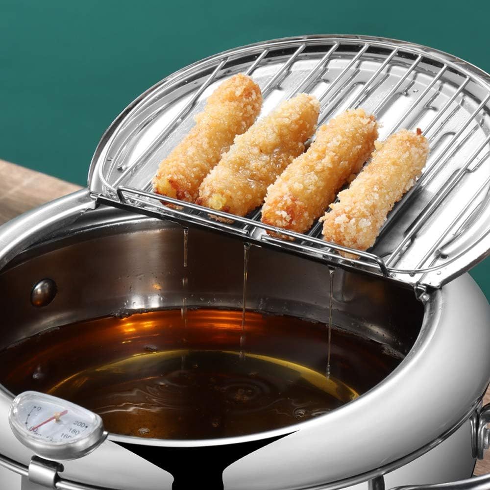 304 Stainless Steel Deep Frying Pot with a Lid Chicken Fryer Pan