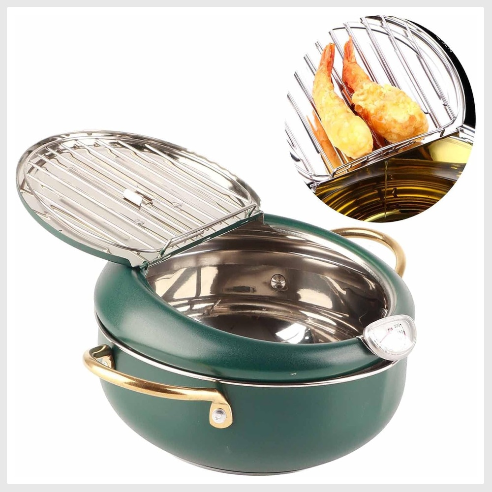 Deep Fryer Pot, Small Japanese Style Stainless Steel Deep Frying Pot