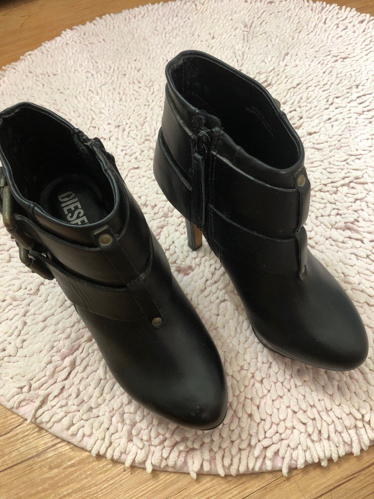 Diesel ankle boots with zipper and buckles on Carousell