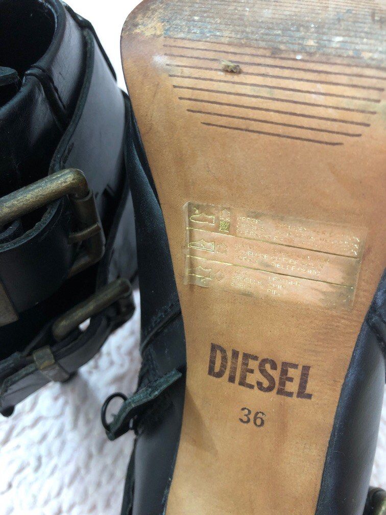 Diesel ankle boots with zipper and buckles on Carousell