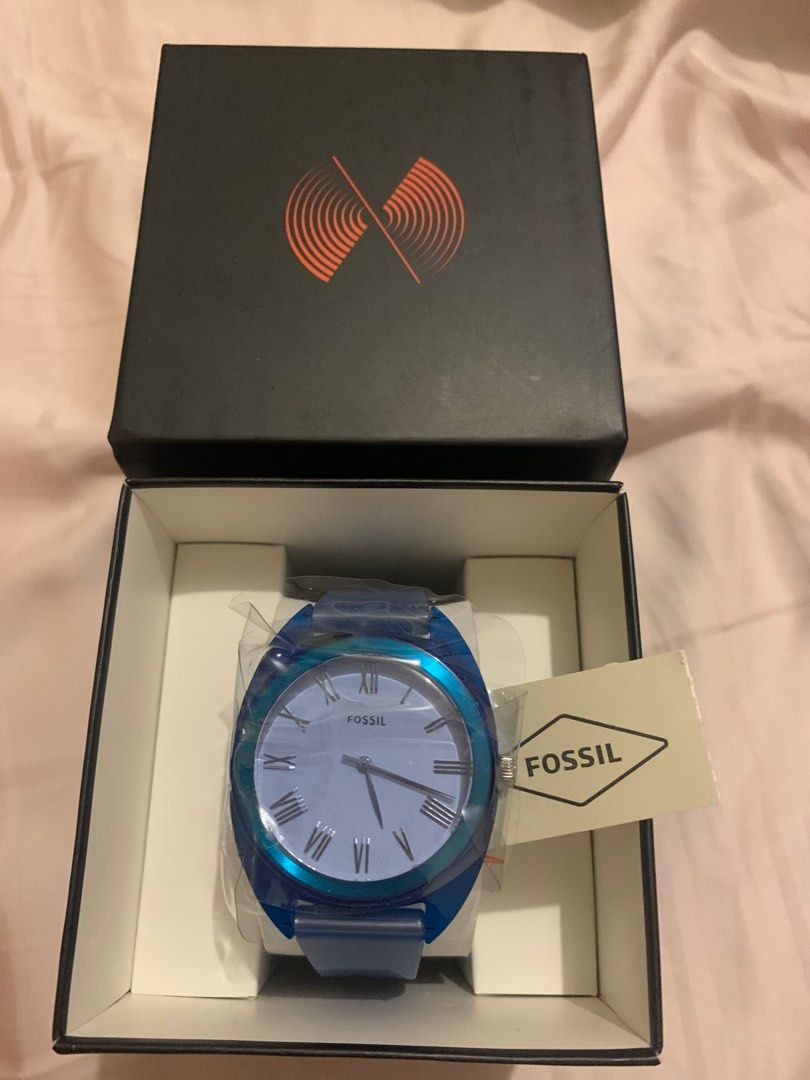 Fossil Watch Jude Three Hand Blue Silicone Watch Women s