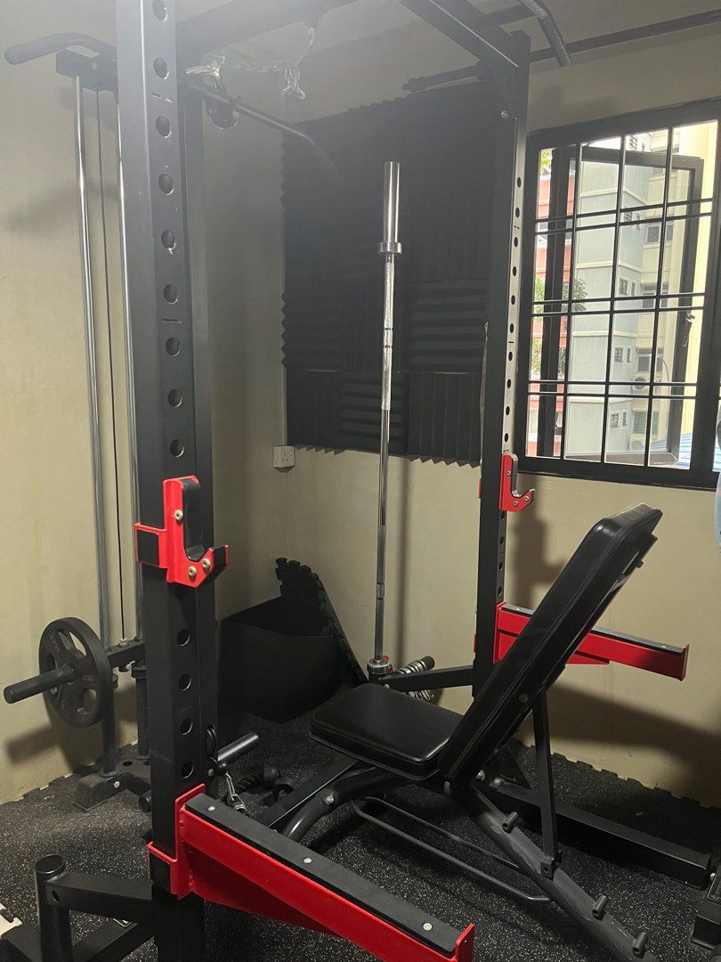 Heavy Duty Half Rack w Cable Full Set Home Gym Sports