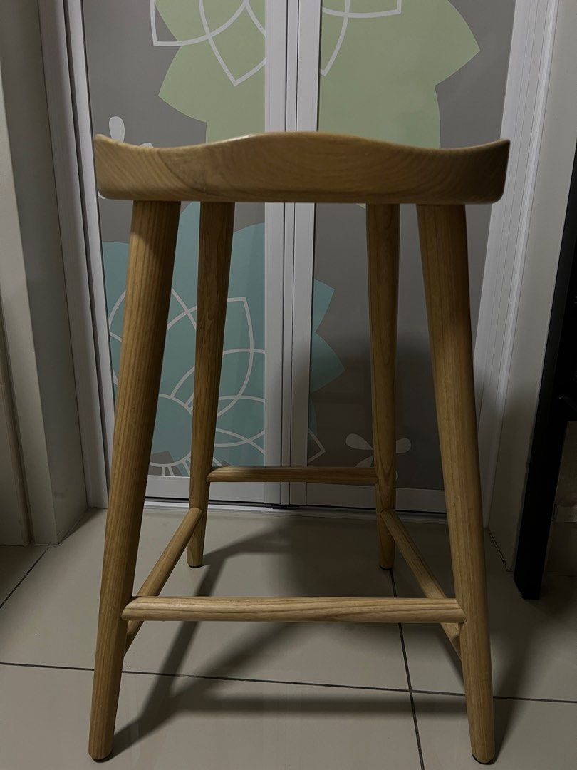 Full solid wood high bar chair one unit, Furniture & Home Living