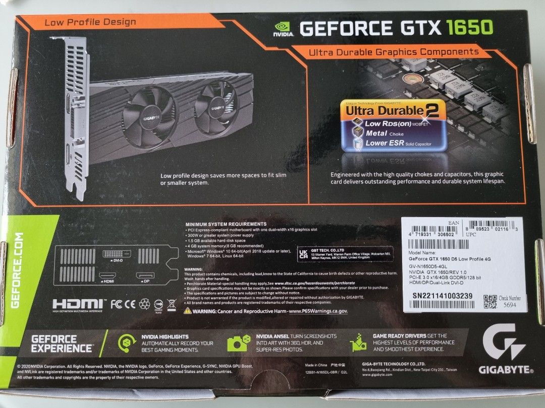 Gigabyte discount geforce 1650
