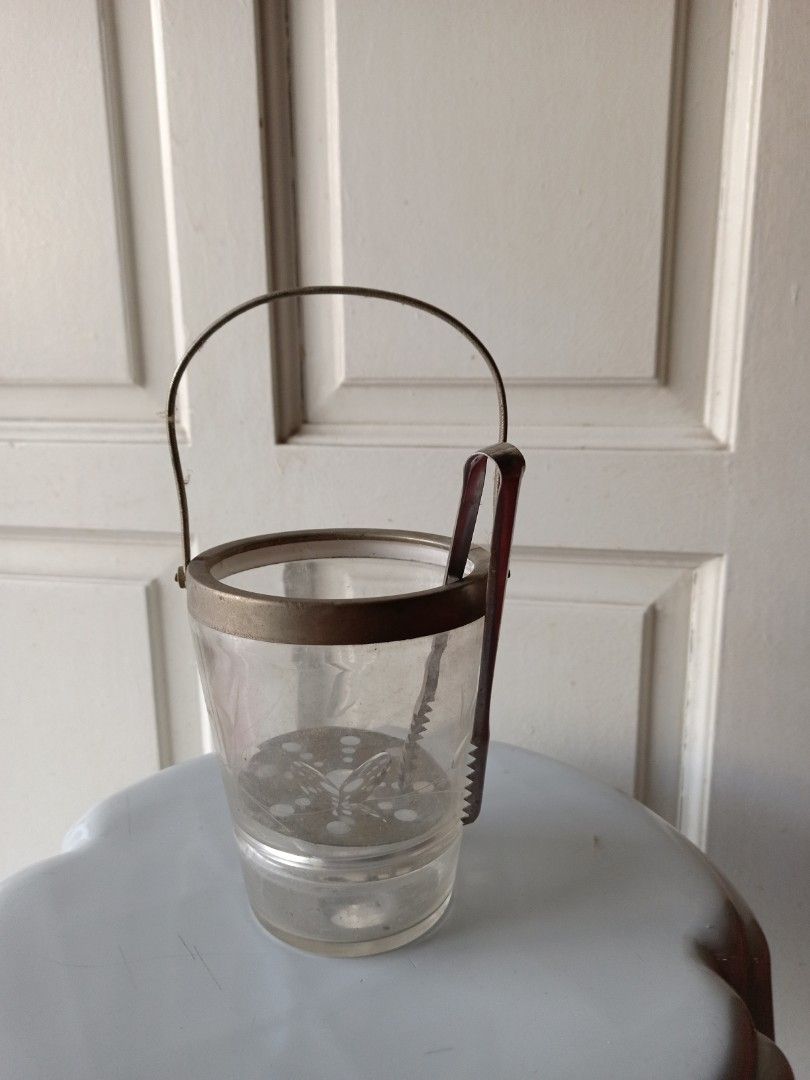 Vintage glass ice hot sale bucket with handle