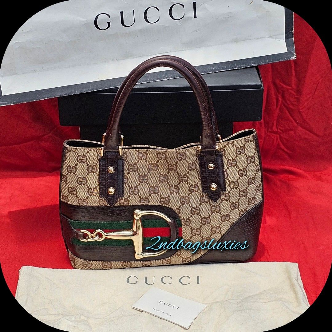 Authentic GUCCI Green GG Monogram Canvas Tote Bag, Luxury, Bags & Wallets on  Carousell