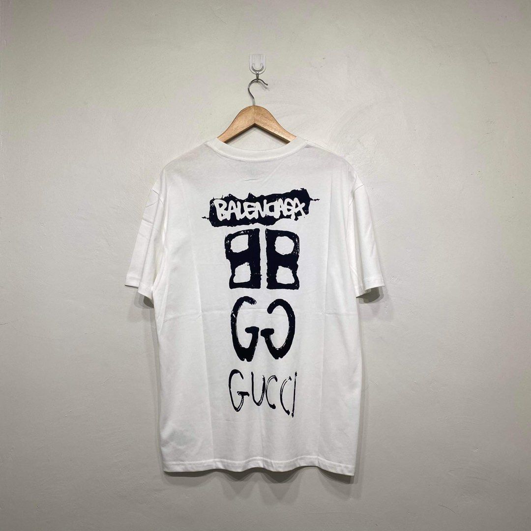 GUCCI X BALENCIAGA BRAND STORY T-SHIRT (COLLABORATION), Men's Fashion, Tops  & Sets, Tshirts & Polo Shirts on Carousell