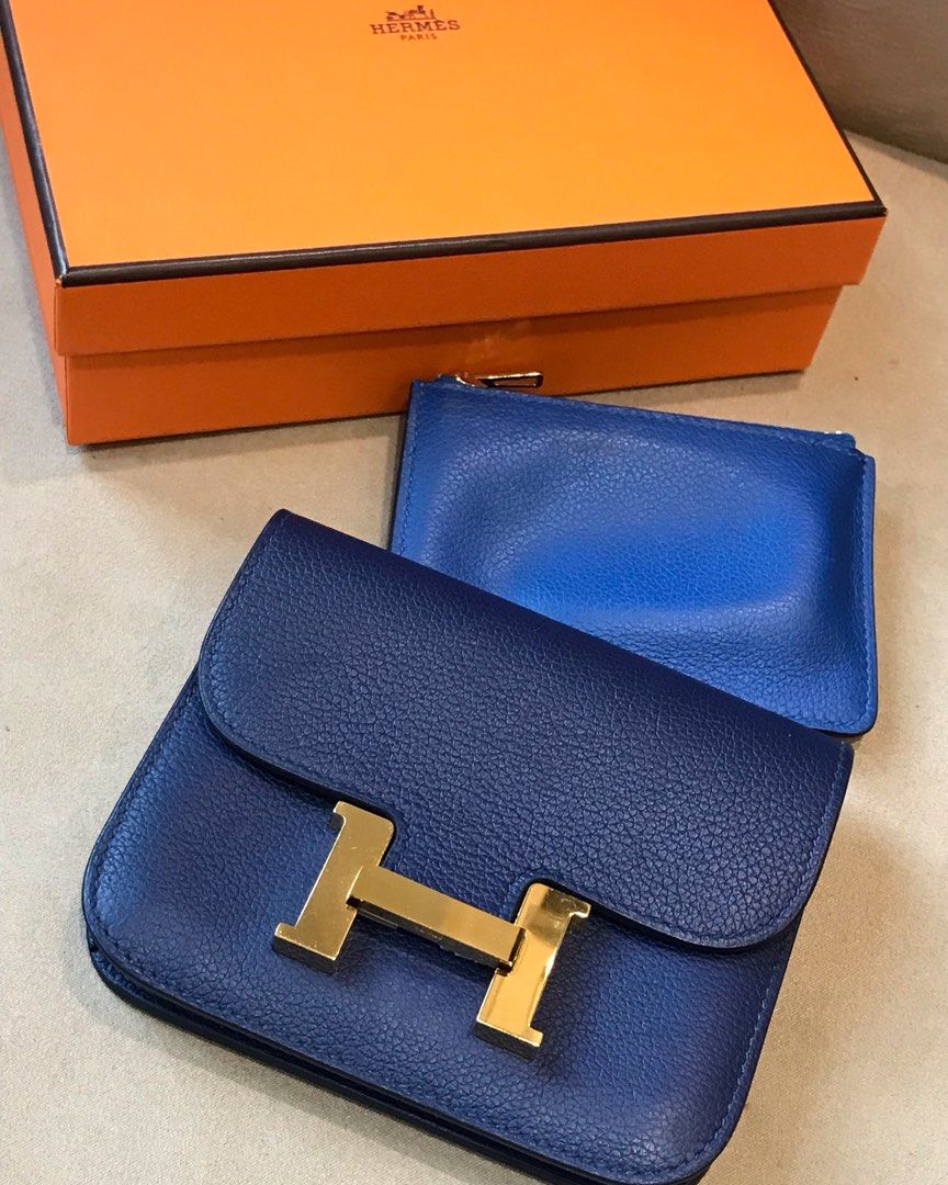 Hermes Constance slim Blue Lin, Luxury, Bags & Wallets on Carousell