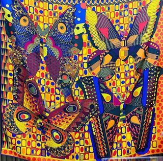 HERMES "Les Ailes De La Soie" Silk Scarf