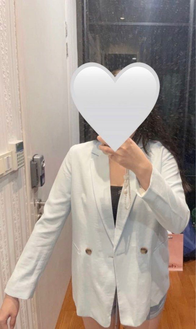 H&m light blue coat hot sale