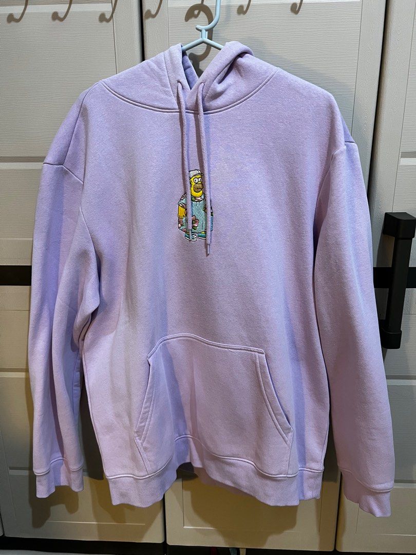 H M Men The Simpsons Hoodie M Medium Lavander Lilac Purple Men s Fashion Tops Sets Hoodies on Carousell
