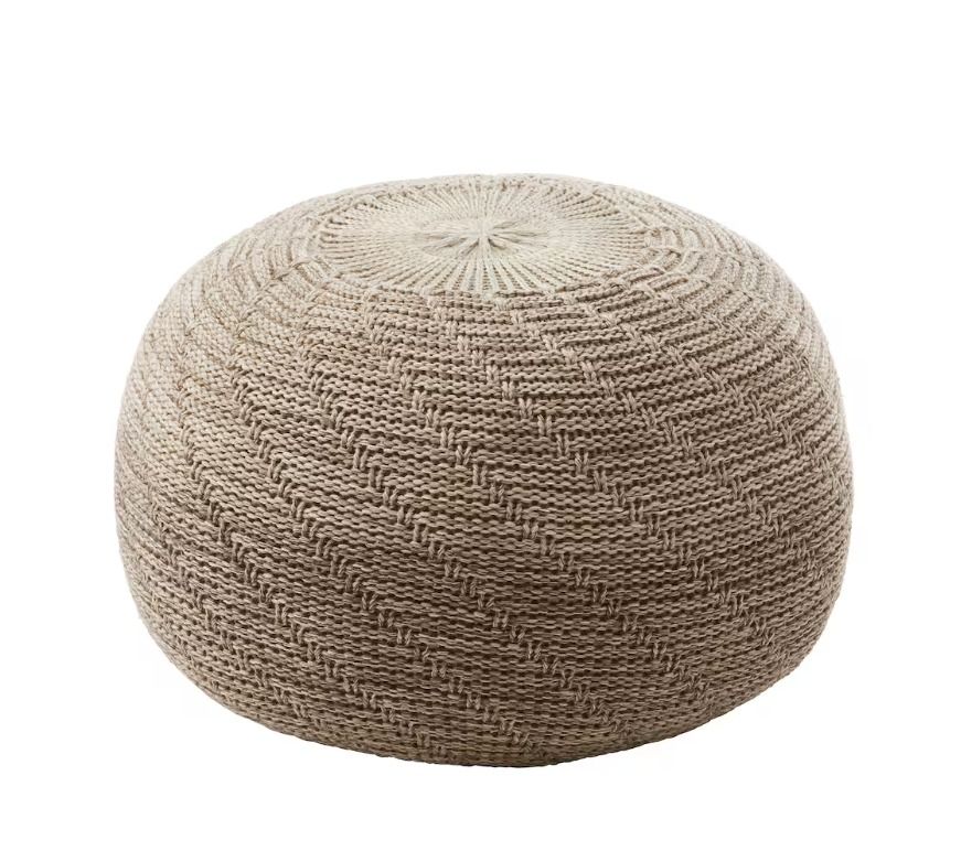 IKEA SANDARED Pouf Morbido A Maglia – Beige, 45 Cm – Poggiapiedi O Seduta Extra