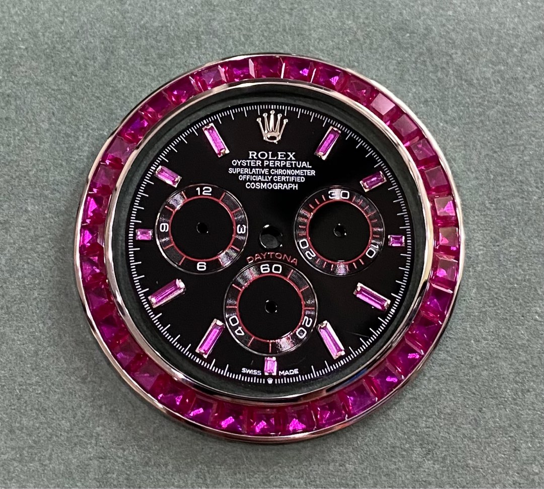Instock Custom Rolex Daytona Ruby Stainless Steel Bezel and Dial Set