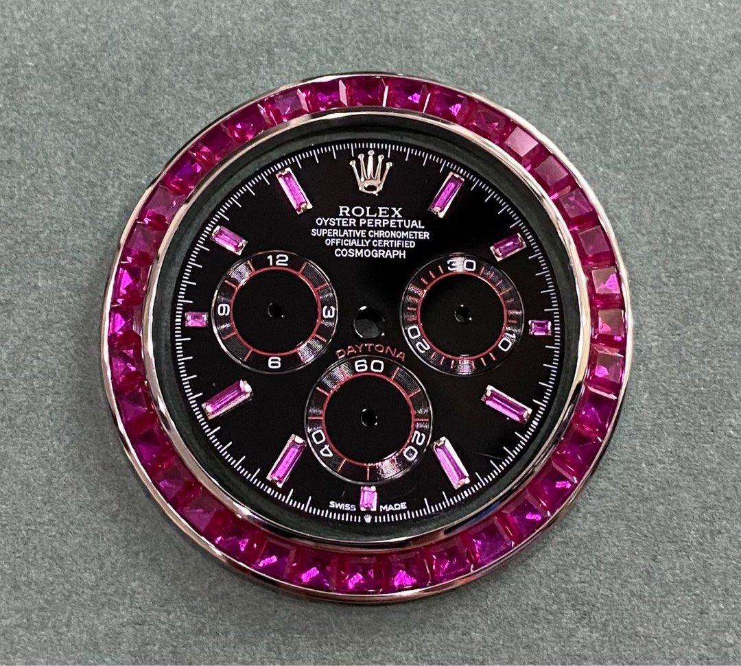 Instock Custom Rolex Daytona Ruby Stainless Steel Bezel and Dial Set