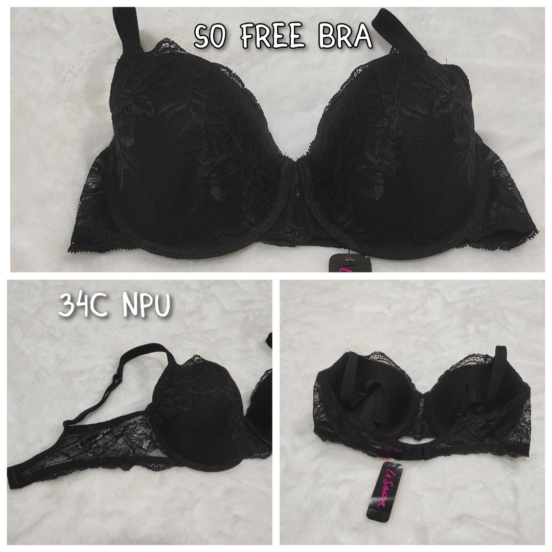 La Senza So Free No Push up Bra Size 34C - Black Lace, Women's Fashion, New  Undergarments & Loungewear on Carousell