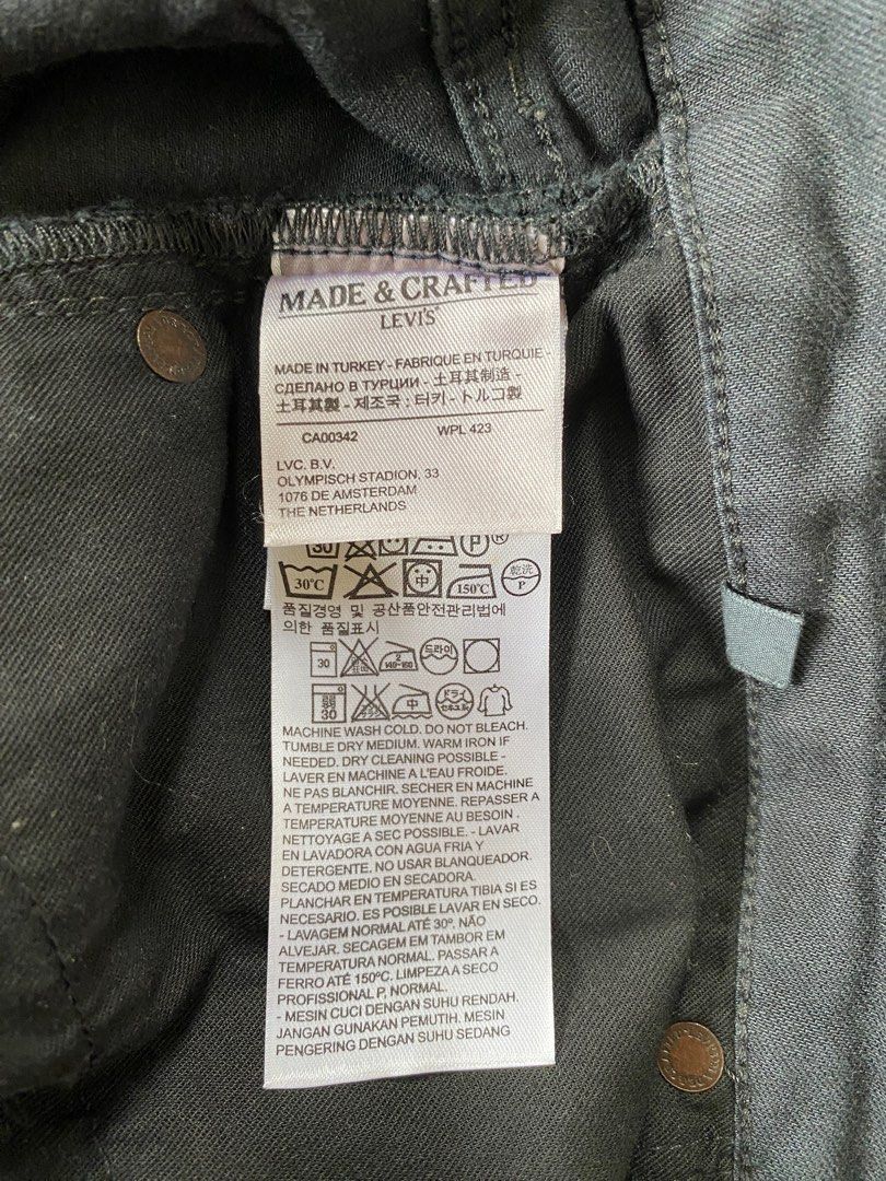 Levi's Made & Craft 特別版】洗水黑窄腳牛仔褲, 男裝, 褲＆半截裙