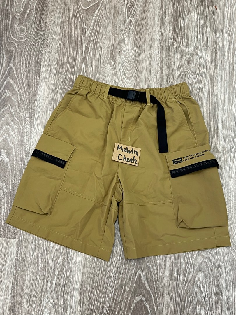 Li-Ning Cargo Shorts Brown Khaki, Men's Fashion, Bottoms, Shorts