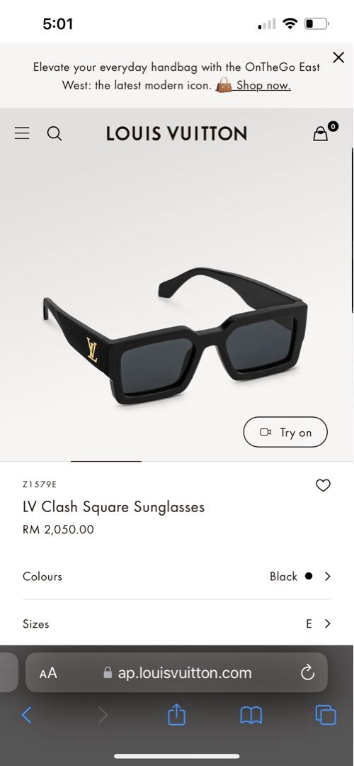 Louis Vuitton LV Clash Square Sunglasses Black/Gold for Men